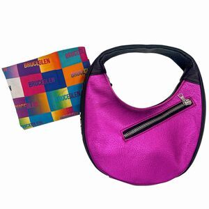 NWT BruceGlen Mini Egg Metallic Leather Hobo Bag in Fuschia